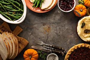 Thanksgiving table overhead shot photo