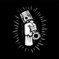 hand hold piston  motorcycle logo vector illustration