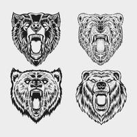 bear head line art vector set