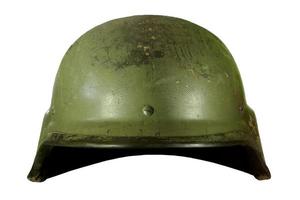 casco militar sobre fondo blanco foto