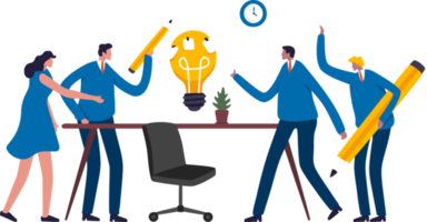 Ideas Brainstorming. team collaboration for a new ideas. Business team around a table. Illustration png