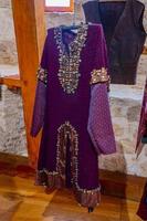 Golubac, Serbia, 2021 - Traditional Serbian medieval costumes on exibition Nemanjici - Born of the Kingdom by author Petar Djinovic. Nemanjic was most important dynasty of Serbia in the Middle Ages photo