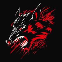 lobo enojado, agresivo, cabeza de coyote. diseño abstracto para bordados, tatuajes, camisetas, emblemas. vector