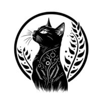 Stylized, ornamental cat portrait. Design for embroidery, tattoo, t-shirt, mascot, logo. vector