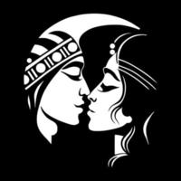 una pareja enamorada - un hombre y una mujer besándose. diseño para bordado, tatuaje, camiseta, emblema, talla de madera, logo. vector