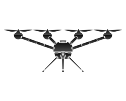 Quadcopter in outline style. PNG illustration.