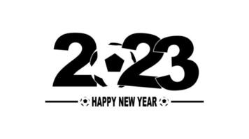Happy New Year 2023 text typography  with ball football icon vector illustration