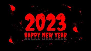 Happy New Year 2023 red horror text typography background vector