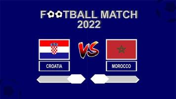 croacia vs marruecos copa de fútbol 2022 vector de fondo de plantilla azul para calendario o partido de resultados