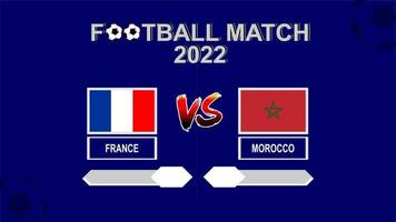 francia vs marruecos copa de fútbol 2022 vector de fondo de plantilla azul para calendario o resultado partido semifinal