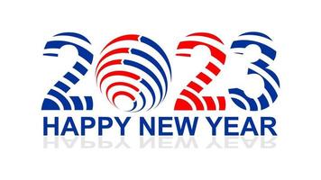 2023 Happy New Year Text typography red blue vector