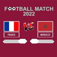 francia vs marruecos copa de fútbol 2022 vector de fondo de plantilla para cronograma o resultado partido semifinal