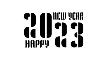 Happy New Year 2023 text typography black with white background vector