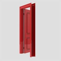 red wooden interior door illustration set different open closed isolated white background photo