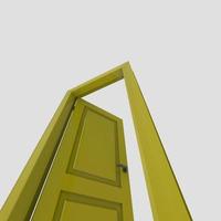 yellow wooden interior door illustration set different open closed isolated white background photo