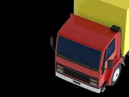 Large black truck with a semitrailer. Template for placing graphics. 3d rendering. photo