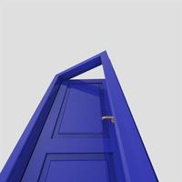 conjunto de ilustración de puerta interior de madera azul diferente abierto cerrado aislado fondo blanco foto