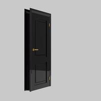 black wooden interior door illustration set different open closed isolated white background photo