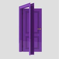 purple wooden interior door set illustration different open closed isolated white background photo