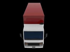 Rear view 3D illustration of an empty light commercial truck with back doors open isolated on white background photo