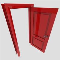 red wooden interior door illustration set different open closed isolated white background photo