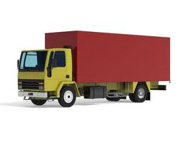 vista trasera ilustración 3d de un camión comercial ligero vacío con puertas traseras abiertas aisladas sobre fondo blanco foto
