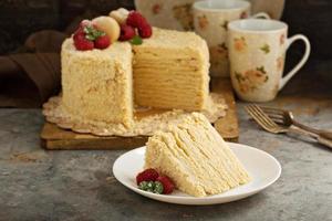Napoleon cake with butterscotch frosting photo