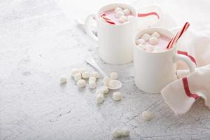 Peppermint hot chocolate with candy canes photo