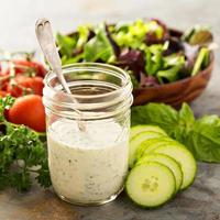 Homemade ranch dressing in a mason jar photo