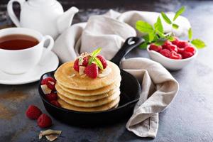 Stack of fluffy buttermilk pancakes photo