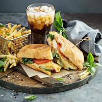 Panini sandwich with chicken and cheese photo