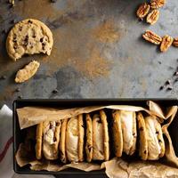 Ice cream sandwiches with chocolate chip cookies photo