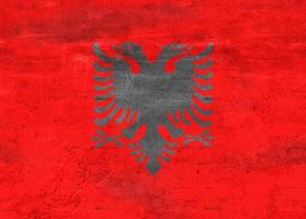 Albania flag - realistic waving fabric flag photo