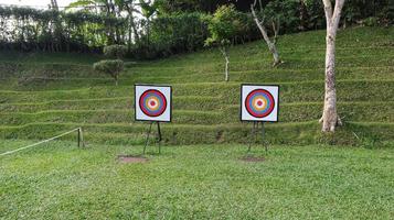 Two archery targets in the recreational park.