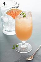 Variety of citrus cocktails on gray surface photo