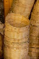 Stacked woven baskets photo