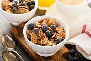 Multigrain healthy cereals with fresh blueberry photo