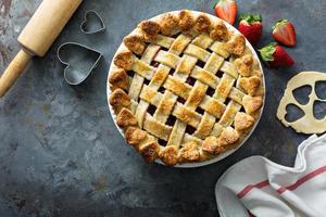 Strawberry pie overhead shot photo