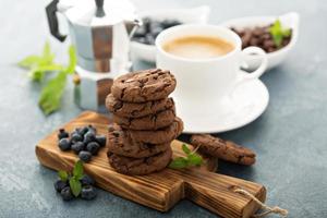 Chocolate cookies with coffee photo