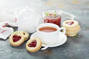 Vanilla cookies with strawberry filling photo