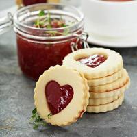Vanilla cookies with strawberry filling photo