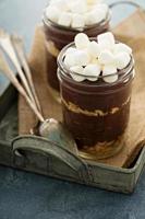Smores chocolate pudding in a jar photo