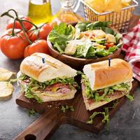 Italian sub sandwich with chips photo