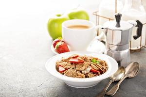 Multigrain healthy cereals with fresh strawberry photo