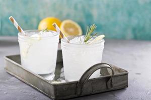 Lemon rosemary cocktail on a tray photo