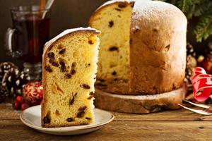 Traditional Christmas panettone with dried fruits photo