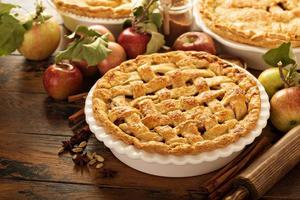 Apple pie decorated with lattice photo