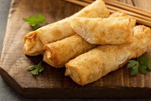 Egg rolls with cabbage and chicken photo