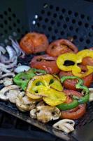 Grilled vegetables on a grill pan photo