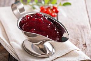 Cranberry sauce in a metal dish photo